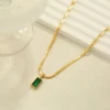 Gold-Plated-Anti-Tarnish-Green-Geometric-Pendant