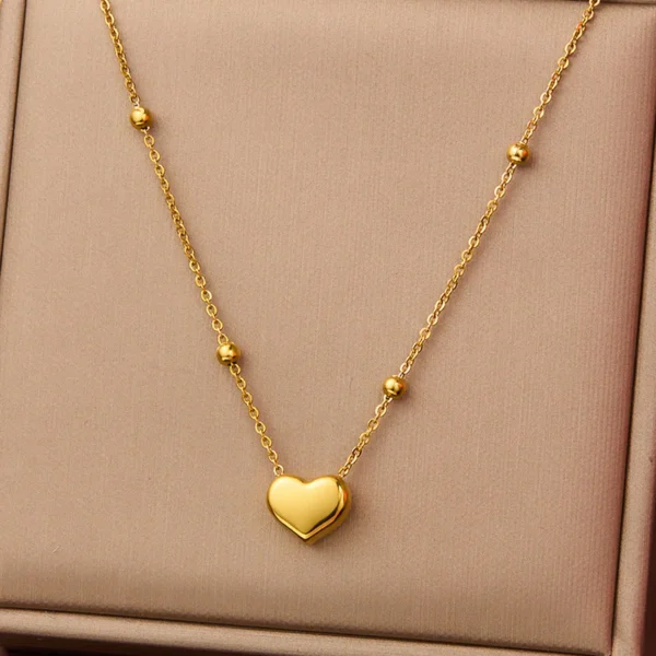 Gold-Plated-Anti-Tarnish-Heart-Themed-Pendant-Chain