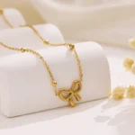 Gold-Plated-Anti-Tarnish-Infinity-Bow-Pendant-Necklace
