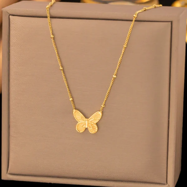 Gold-Plated-Anti-Tarnish-Stainless-Steel-Butterfly-Themed-Pendant