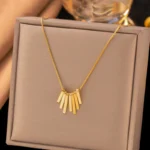 Gold-Plated-Anti-Tarnish-Stainless-Steel-Dangling-Stripes-Pendant