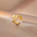 Gold-Plated-Anti-Tarnish-Stainless-Steel-Floral-Adjustable-Ring