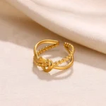 Gold-Plated-Anti-Tarnish-Stainless-Steel-Knot-Adjustable-Finger-Ring