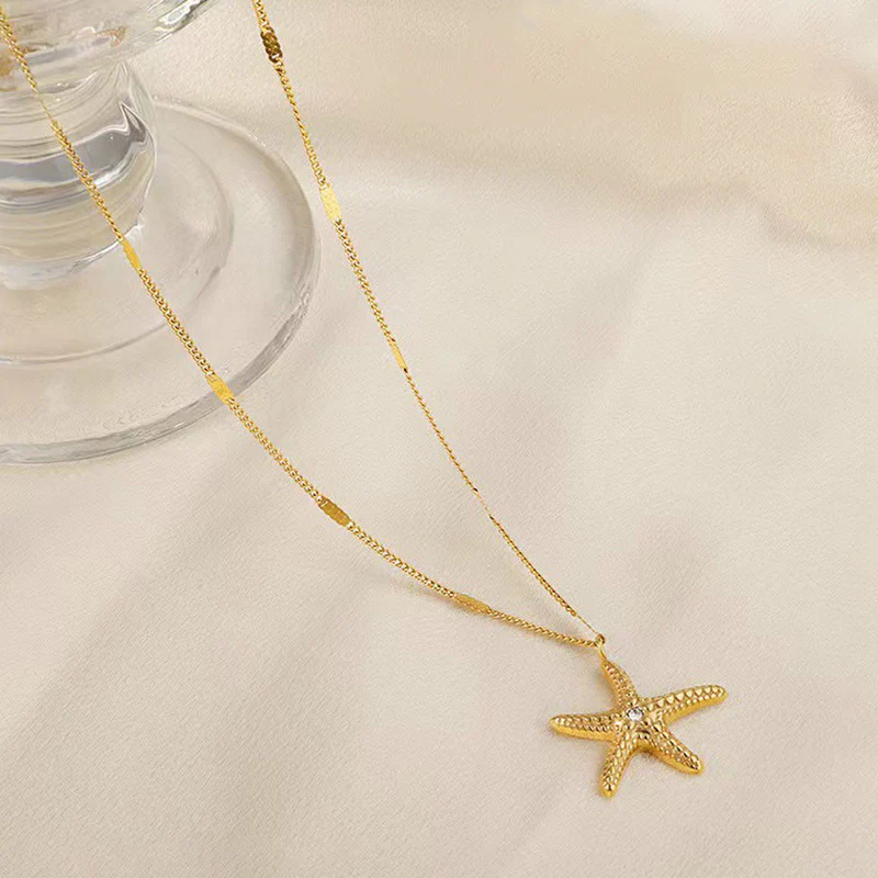 Gold-Plated-Anti-Tarnish-Stainless-Steel-Star-Pendant-Necklace