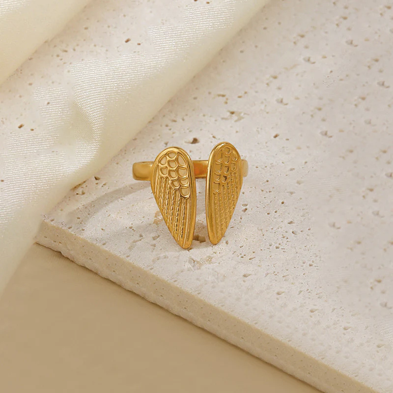 Gold-Plated-Anti-Tarnish-Stainless-Steel-Wings-Adjustable-Ring