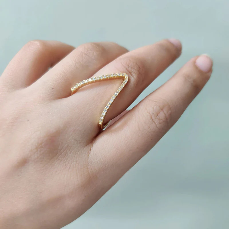 Gold-Plated-Anti-Tarnish-V-Shaped-Adjustable-Finger-Ring