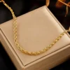 Gold-Plated-Stainless-Steel-Anti-Tarnish-Twisted-Chain-Necklace