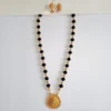 Gold and Black Velvet Beads Lakshmi Haram Set