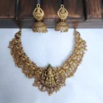 Lakshmi-Temple-Antique-Necklace-with-Jhumka-Earrings-Set