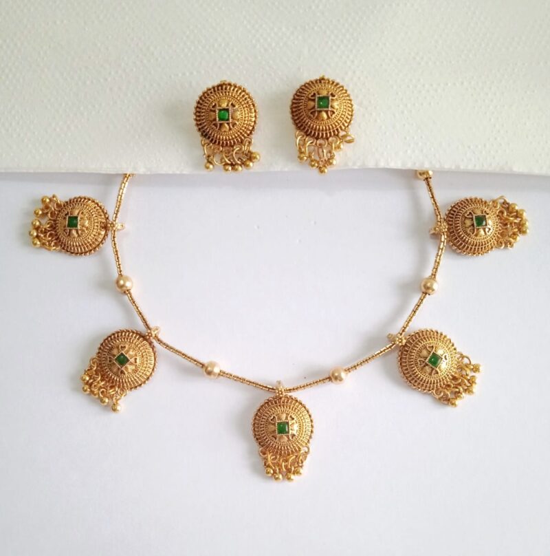 Non-Idol-Antique-Charms-Matte-Finish-Necklace-with-Earrings