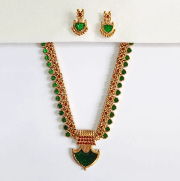 Premium Green Nagapadam Necklace with Earrings