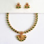 Traditional-Antique-Green-Manga-Palakka-Necklace-with-Earrings