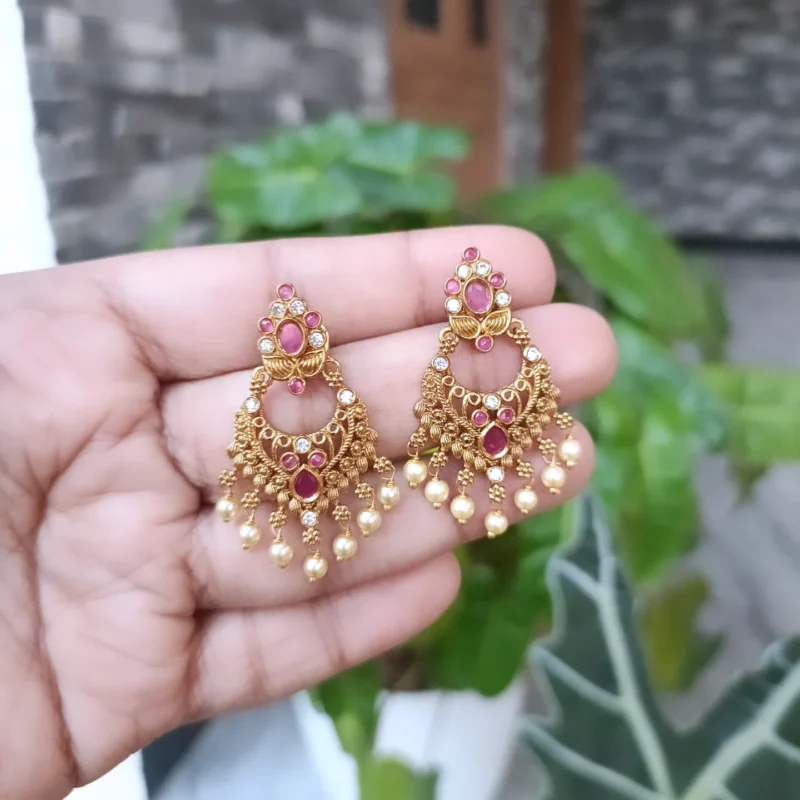 astel-Pink-Stones-Chandbali-Earrings