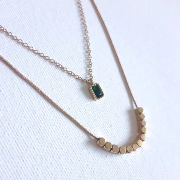 Anti-Tarnish-Emerald-Double-Layered-Cubic-Zirconia-Studded-Necklace-online