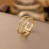 Anti-Tarnish-Stainless-Steel-Double-Bamboo-Adjustable-Finger-Ring
