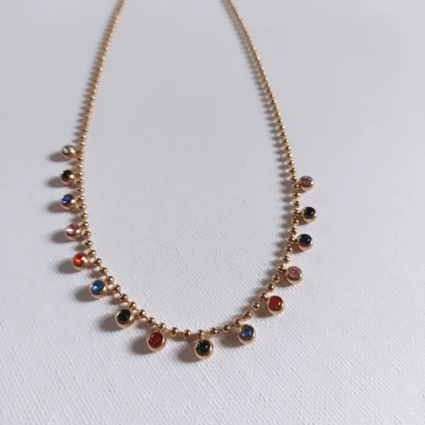 Anti-Tarnish-Stainless-Steel-Multicolour-Stone-Droplet-Necklace