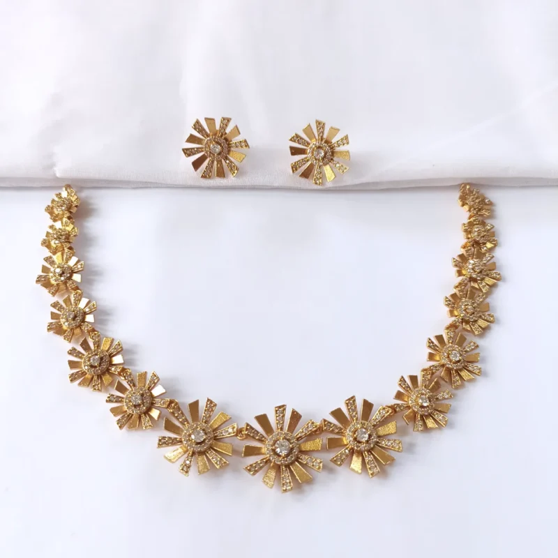Premium-AD-Stones-Floral-Necklace-with-Matching-Earrings