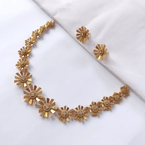 Premium-AD-Stones-Floral-Necklace-with-Matching-Earrings-online