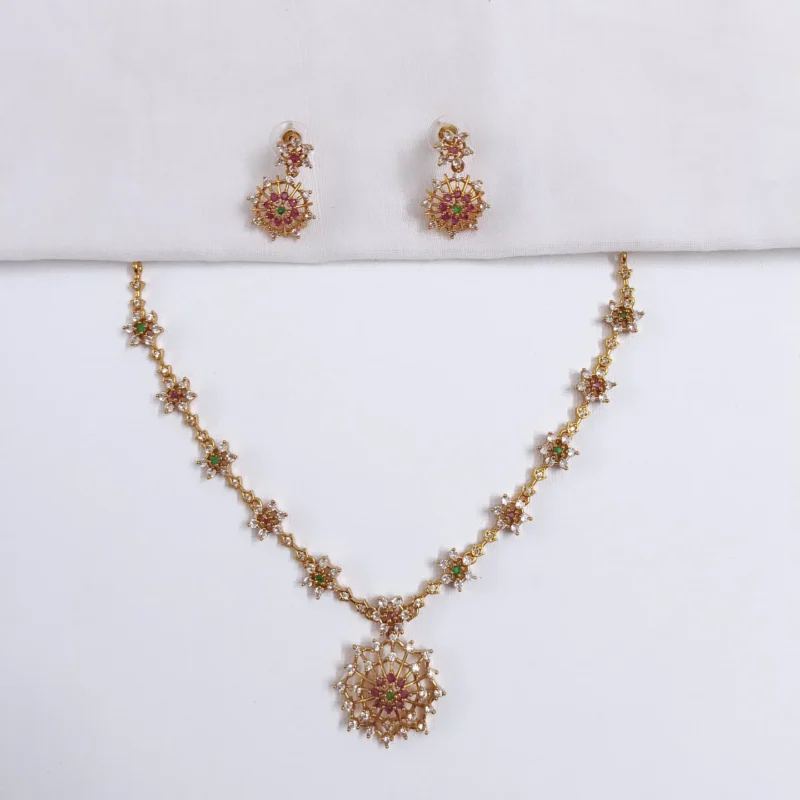 Premium-American-Diamond-Stones-Floral-Necklace-Set