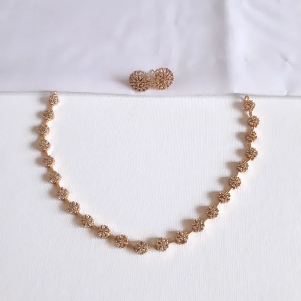Matte Finish Floral AD Necklace Set