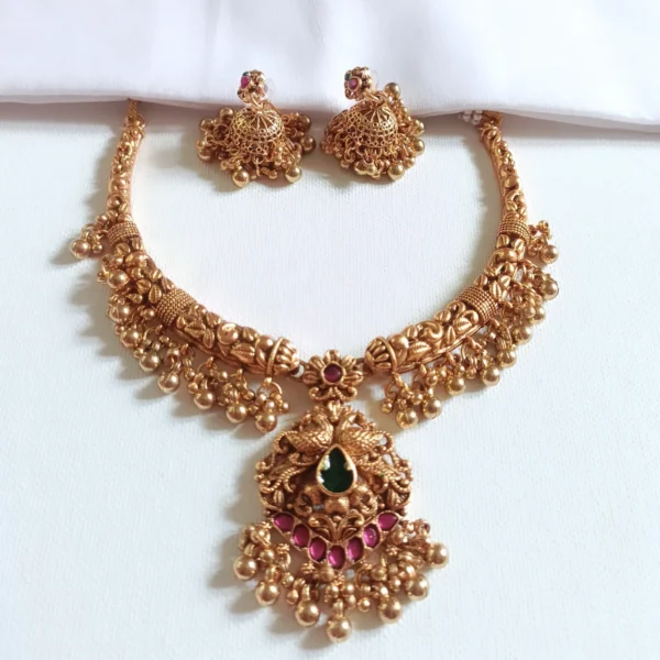 Temple Peacock Pendant Necklace Set | Imitation Jewellery Kerala