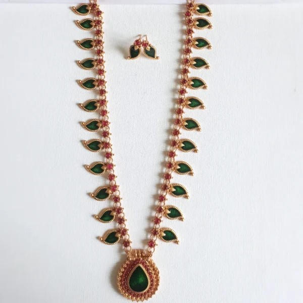 Green Palakka Long Haaram Set