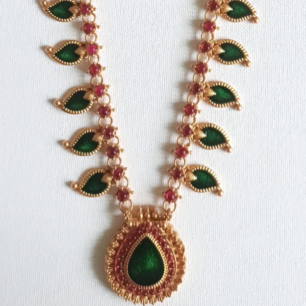 Green Palakka Long Haaram Set – Authentic Kerala Imitation Jewellery for Weddings