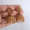 Antique-Matte-Finish-Traditional-Peacock-with-Kempu-Stones-Jhumkas-online