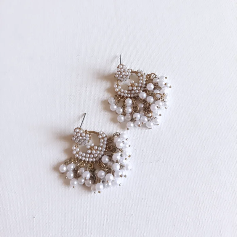 Chandbali Pearl Cluster Earrings