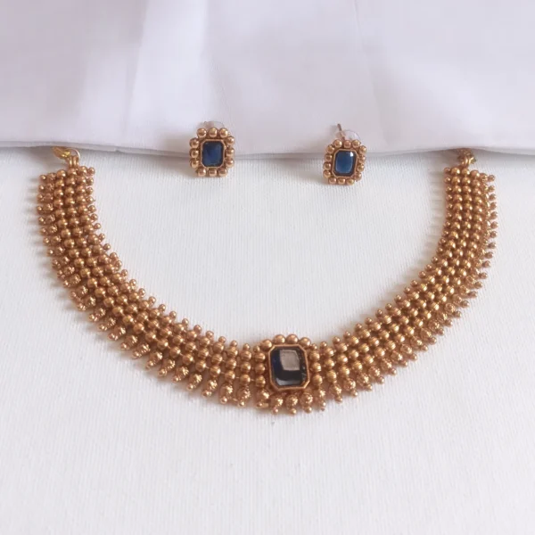 Gold-Plated-Traditional-Blue-Kanaka-Rekha-Layered-Necklace-Set