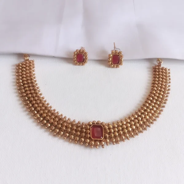 Gold-Plated-Traditional-Ruby-Kanaka-Rekha-Layered-Necklace-Set
