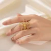 Gold Plated Floral Adjustable Ring
