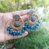 Neelam-Feroza-Stone-Studded-Floral-Design-Chandbali-Earrings-online