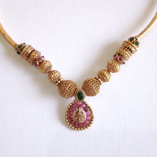 Beautifully-Crafted-Lakshmi-Motif-Radhika-Temple-Attigai-Set-online