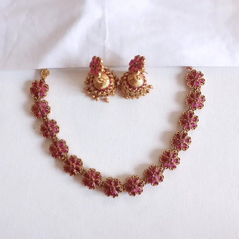 Ruby Floral Choker Set
