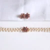 Floral-Motif-Three-Layer-White-Pearls-Choker-with-Earrings