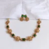 Floral-Rectangle-Sufi-Green-Stone-Choker-Necklace-with-Earrings