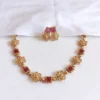 Floral-Rectangle-Sufi-Ruby-Stone-Choker-Necklace-with-Earrings