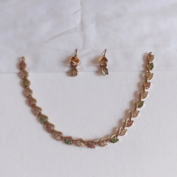 Multicolour Leaf Necklace Set