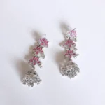 Oxidized Lotus Jhumka Earrings