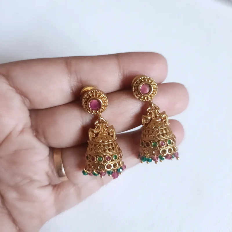 Antique Ruby Emerald Jhumka Earrings