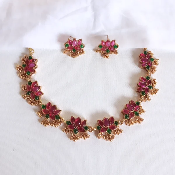 Ghungroo Lotus Necklace Set
