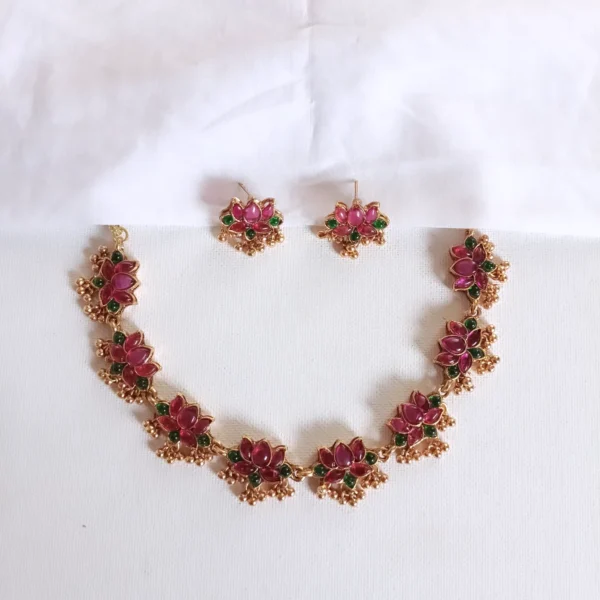 Traditional-Ghungroo-Lotus-Necklace-Set-with-Matching-Earrings-online