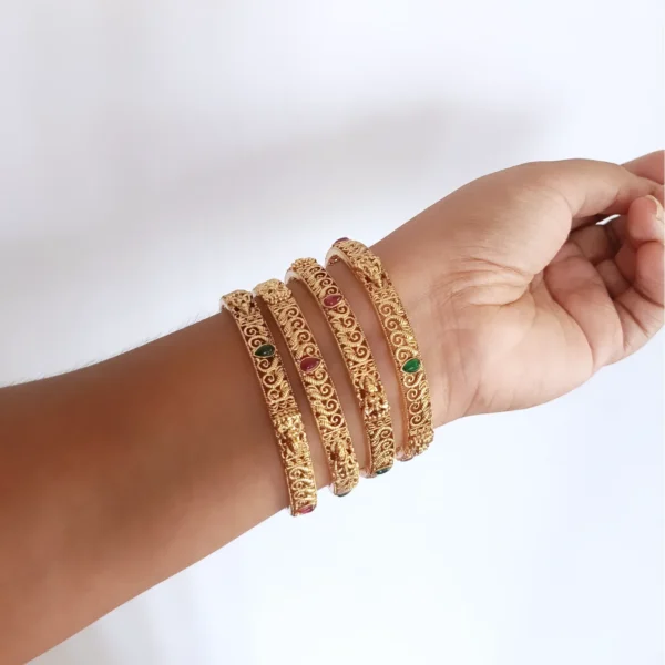 Traditional-Lakshmi-Devi-Ruby-Emerald-Kada-Bangles