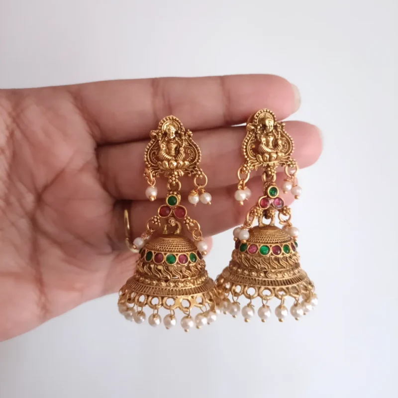 Lakshmi Temple Jhumka Earrings