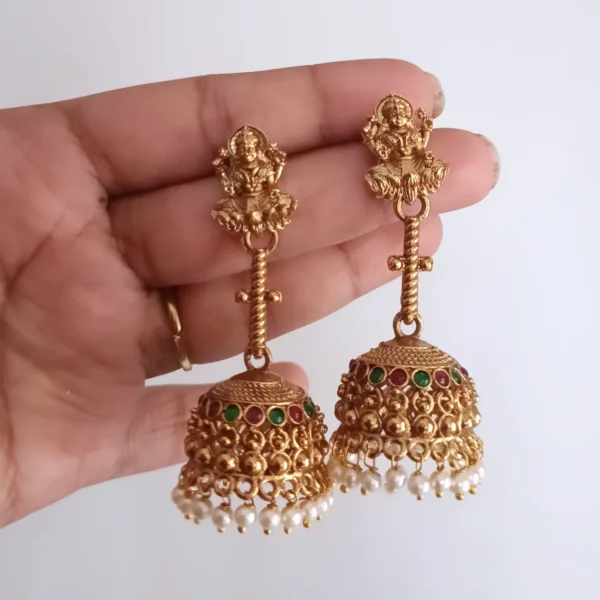 Traditional-South-Indian-Lakshmi-Devi-Temple-Long-Jhumkas-kerala