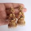 Traditional-Temple-Pearls-Kundan-Stones-Lakshmi-Jhumka-Earrings