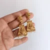 Antique-Gopuram-Style-Temple-Jhumka-Earrings-with-Pearl-Drops