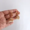 Kemp Stone Pearl Chandbali Jhumka Earrings