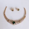 Elegant-AD-Floral-Round-Green-CZ-Stone-Necklace-with-Earrings